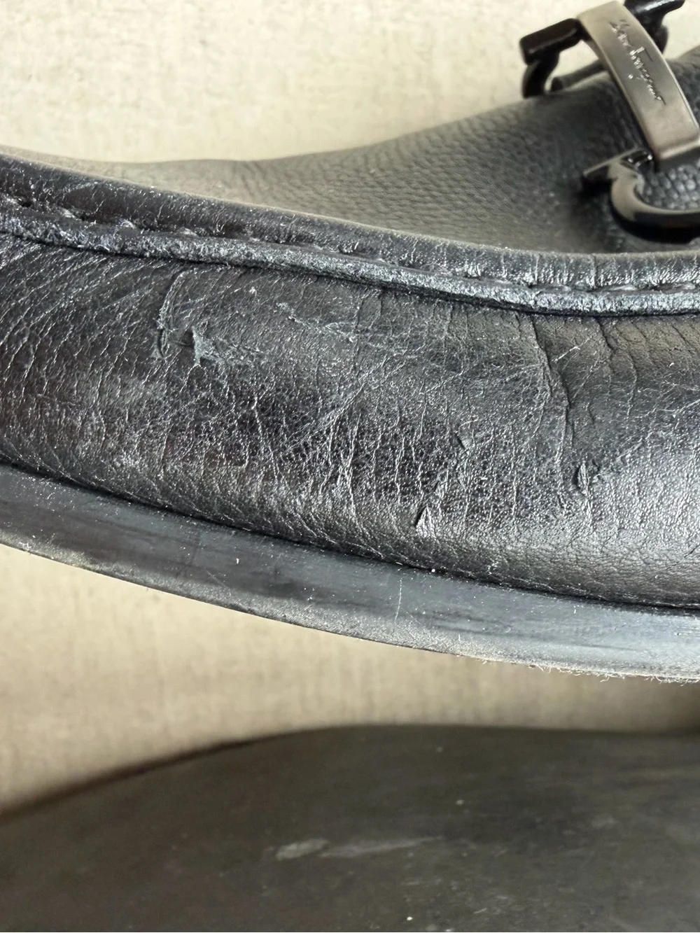 Ferragamo Black Buckle Loafers